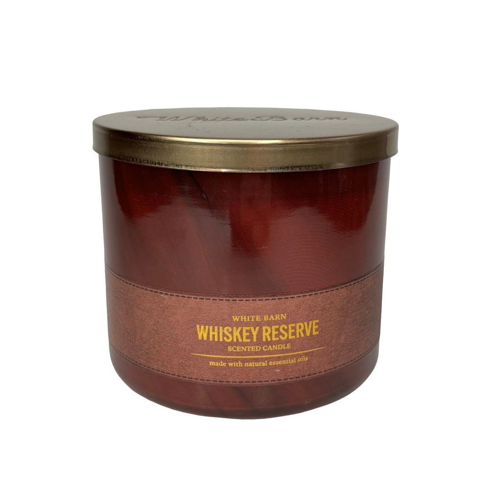 Bath & Body Works White Barn Whiskey Reserve 3-Wick Candle 14.5 oz Apple Oak